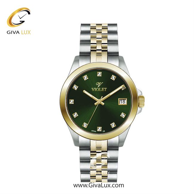 ساعت مچی اورجینال زنانه ویولت VIOLET طلایی-نقره ای | طلایی-نقره ای| سبز یشمی تیره| کد رفرنس 0642/2 سایز متوسط